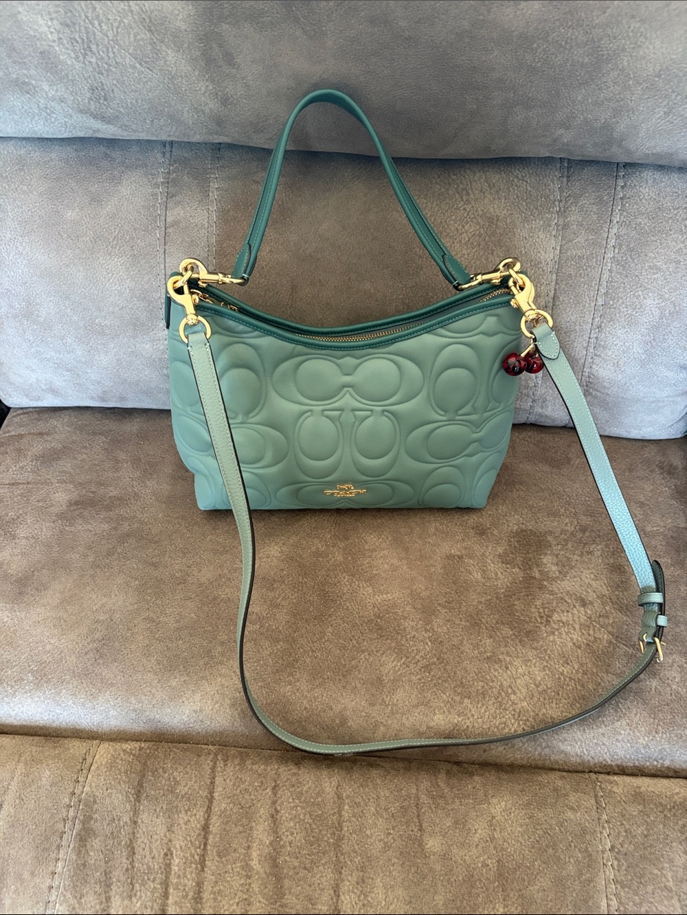 Coach Quilted Signature Shoulder Bag in Sage